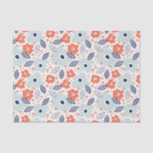 Orange & Blue Modern Flower Pattern Tissue Paper