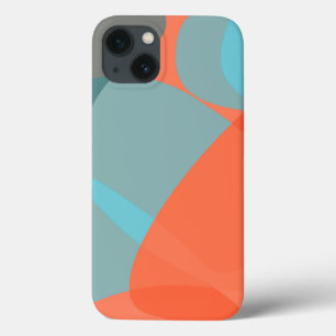 Orange, blue, modern, trendy wavy organic shapes iPhone 13 case