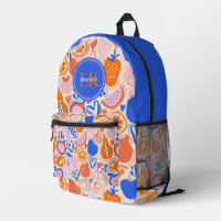 Orange Blue Monogram Fruits Vegetables