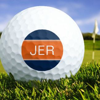 Orange & Blue Monogram Initial Personalised Golfer Golf Balls