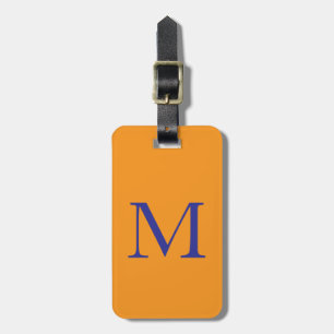 Orange Blue Monogram Letter Name Gift Party Favour Luggage Tag