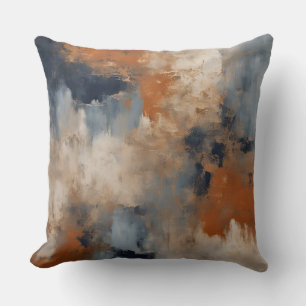 Orange Blue Navy Distressed Abstract Cushion