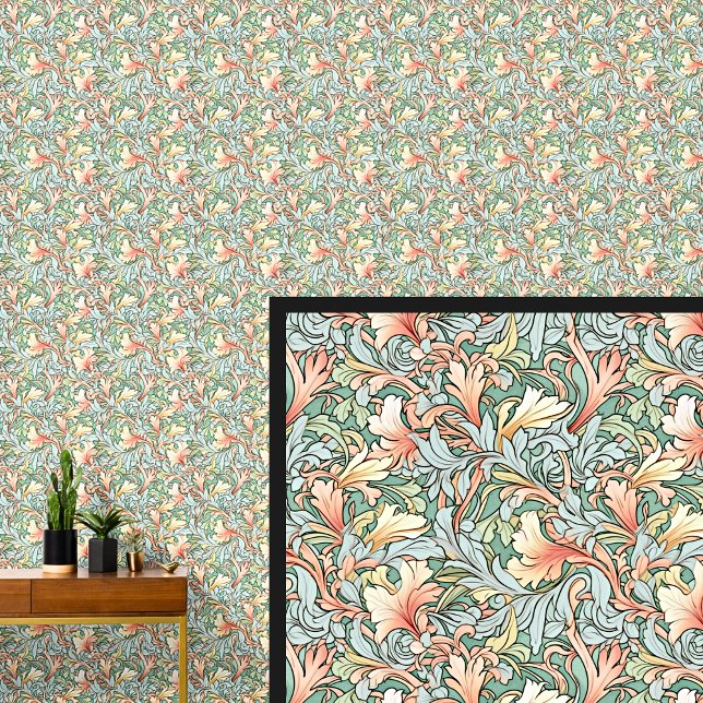 Orange Blue on Green Art Nouveau  Wallpaper (Creator Uploaded)