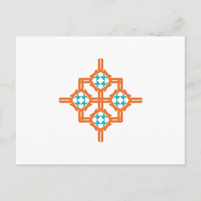 Orange blue ornament postcard (Front)