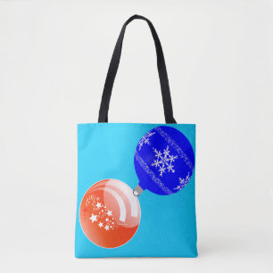 Orange-Blue Ornament Turquoise Tote Bag