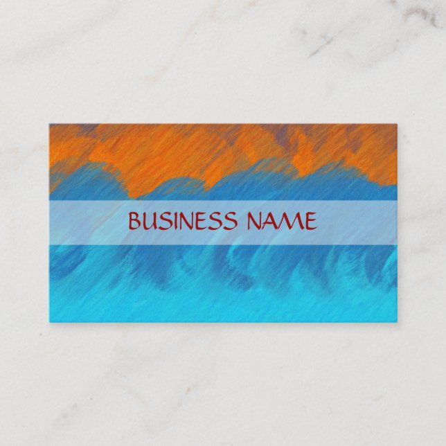 Orange Blue Painting Abstract Art 8 Business Card (Front)