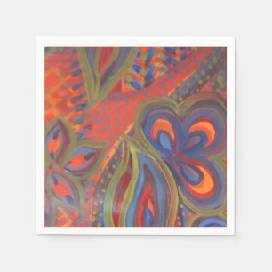orange blue pattern napkin