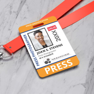 Orange Blue Photo & Logo Press ID Badge