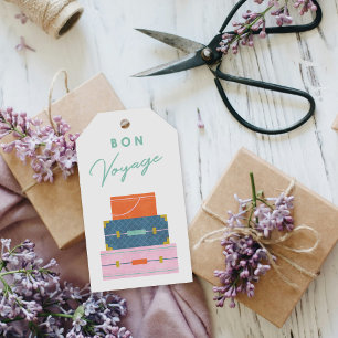 Orange Blue Pink Bon Voyage Party Favour Tag