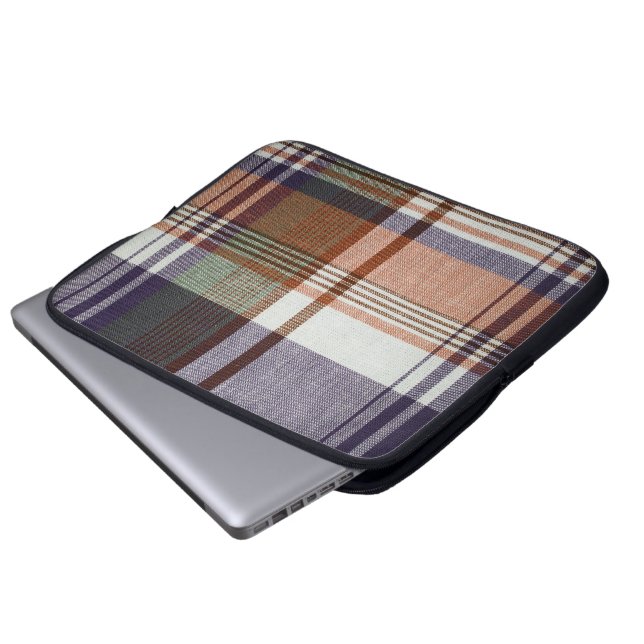 Orange & Blue Plaid Laptop Sleeve (Front Bottom)