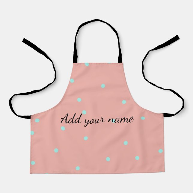 Orange blue polka dots abstract add name text t th apron (Front)