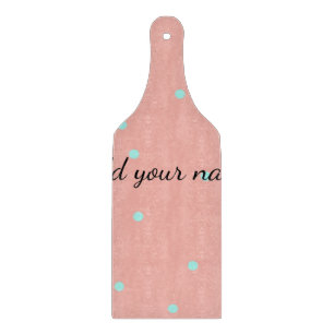 Orange blue polka dots abstract add name text t th cutting board