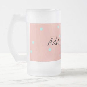 Orange blue polka dots abstract add name text t th frosted glass beer mug
