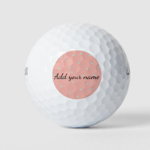 Orange blue polka dots abstract add name text t th golf balls