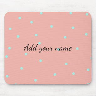 Orange blue polka dots abstract add name text t th mouse mat
