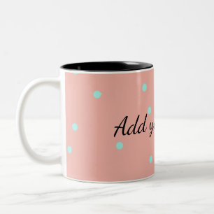 Orange blue polka dots abstract add name text t th Two-Tone coffee mug
