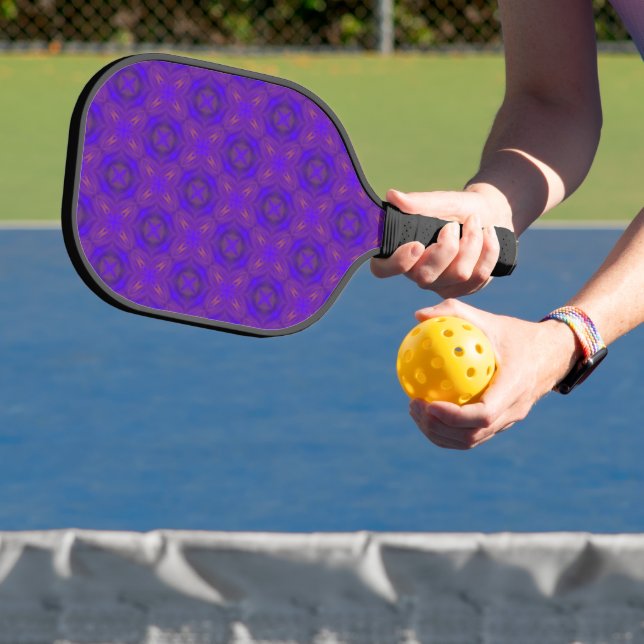 Orange Blue Purple Abstract Lattice Pattern Pickleball Paddle (Insitu)