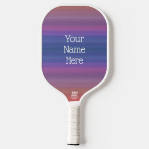 Orange Blue Purple Stripes Pattern with Name Pickleball Paddle