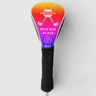 Orange blue red Best Dad By Par” leather Golf Head Cover