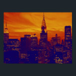 Orange Blue Retro Pop Art New York City Poster<br><div class="desc">New York City Midtown Old Style Image - Vintage New York Artworks</div>