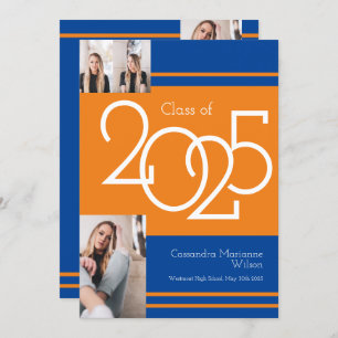 Orange Blue School Colours Graduation Announcement