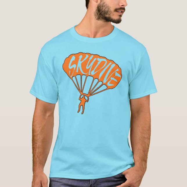 Orange blue skydive fanatic guys tee (Front)