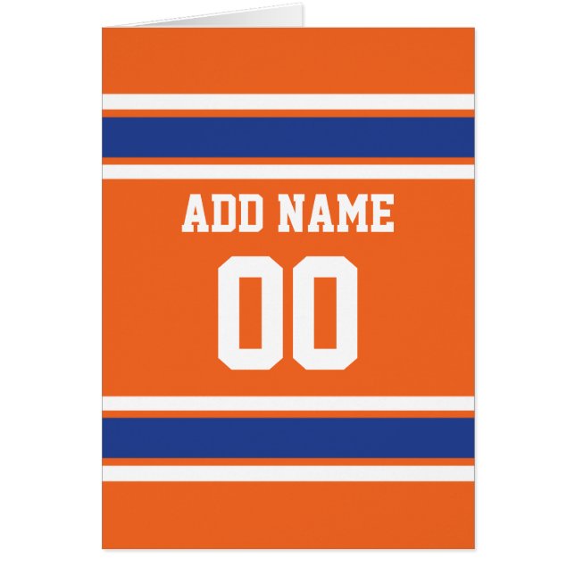 Orange Blue Sports Jersey with Name and Number (Front)