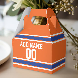 Orange Blue Sports Jersey with Name and Number Favour Box