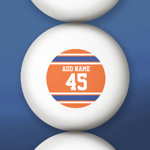 Orange Blue Sports Jersey with Name and Number Ping Pong Ball