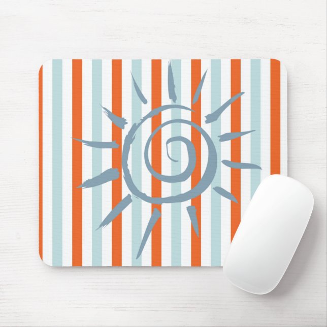 Orange Blue Stripe Star Mouse Pad! Mouse Pad (With Mouse)