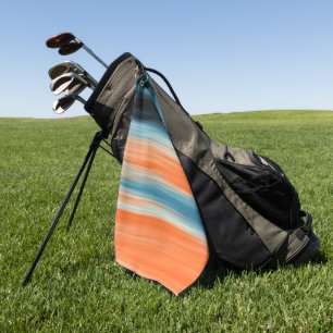 Orange Blue Striped Pattern Golf Towel