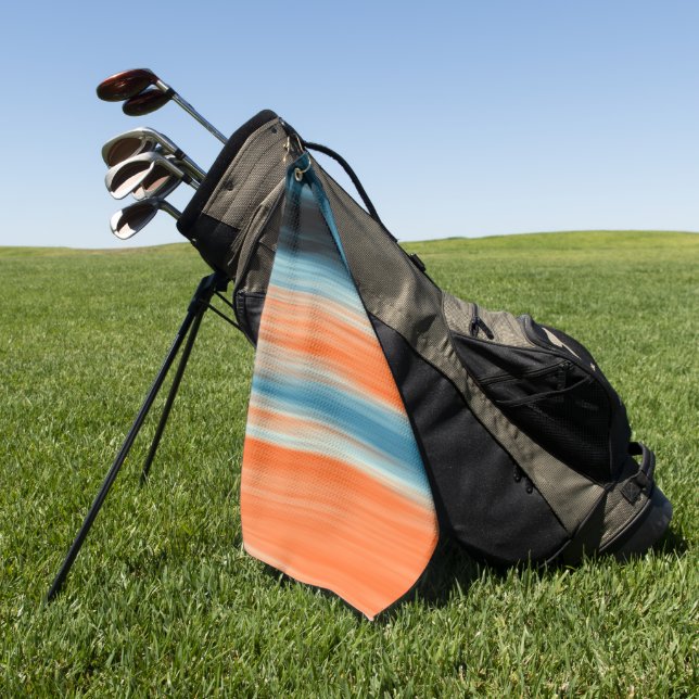 Orange Blue Striped Pattern  Golf Towel (Green)