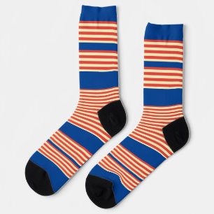 Orange Blue Stripes Socks