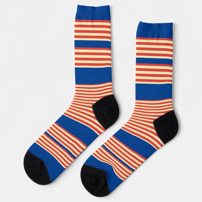 Orange Blue Stripes  Socks (Left)