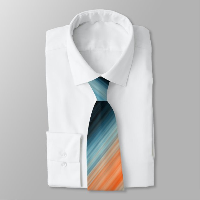 Orange Blue Stripes Tie (Tied)