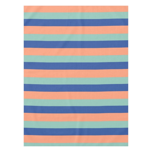 Orange & Blue Stripes  Tie Tablecloth (Front)