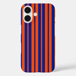 Orange Blue Stylish Stripes Pattern Design iPhone 16 Case