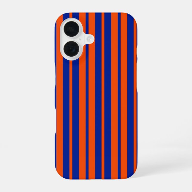 Orange Blue Stylish Stripes Pattern Design  iPhone 16 Case (Back)
