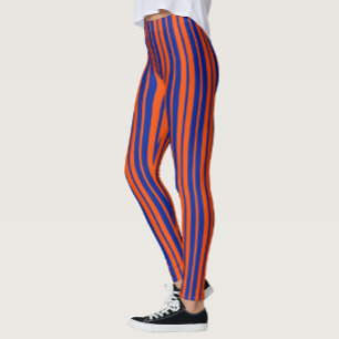 Orange Blue Stylish Stripes Pattern Design Leggings