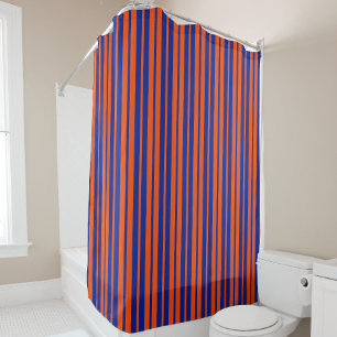 Orange Blue Stylish Stripes Pattern Design Shower Curtain