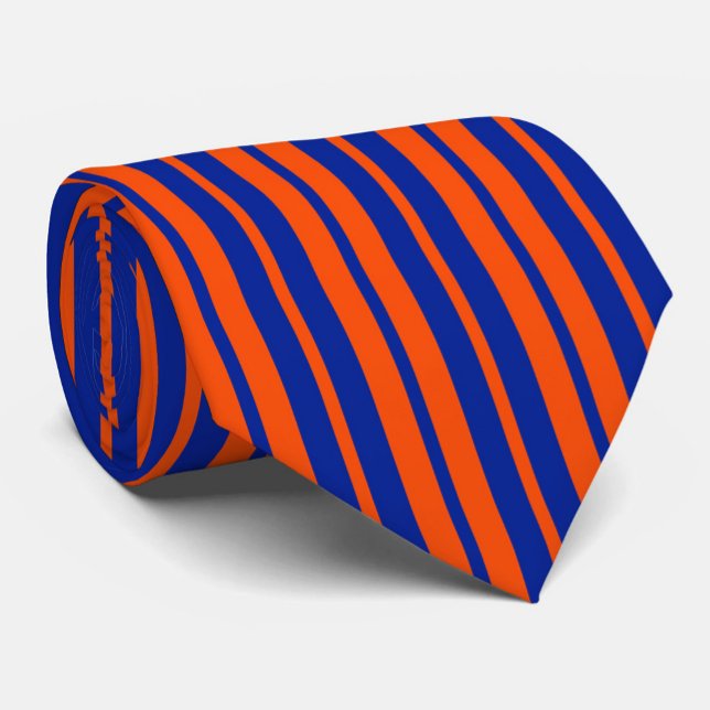 Orange Blue Stylish Stripes Pattern Design  Tie (Creator Uploaded)