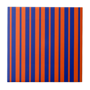 Orange Blue Stylish Stripes Pattern Design  Tile