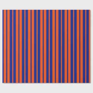 Orange Blue Stylish Stripes Pattern Design Wrapping Paper