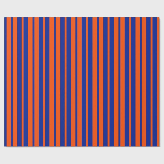Orange Blue Stylish Stripes Pattern Design  Wrapping Paper (Flat)