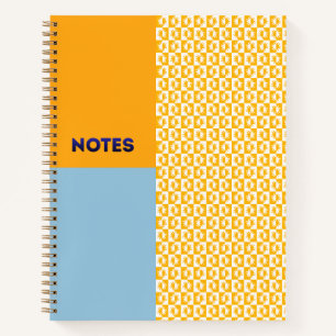 Orange Blue Sunburst Chequerboard Notebook - M