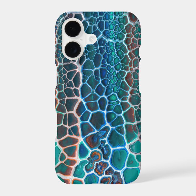 Orange Blue Teal Stained Glass Abstraction iPhone Case (Back)