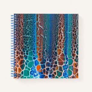 Orange Blue Teal Stained Glass Abstraction Notebook
