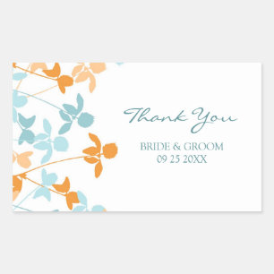 Orange Blue Thank You Wedding Favour Tags