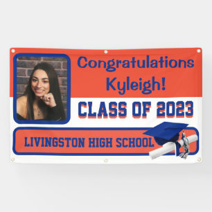 Orange & Blue Vinyl Graduation Banner