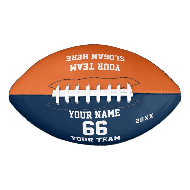 Orange blue white Football Name, Number, Team American Football (Front)
